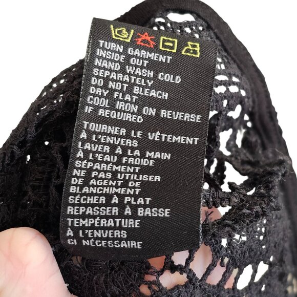 Brunette the Label Black Lace Top With Shoulder Pads Sz S - Picture 8 of 9